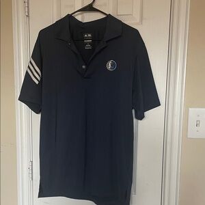 Adidas pure motion cool max Dallas Mavericks polo, navy and white, size medium